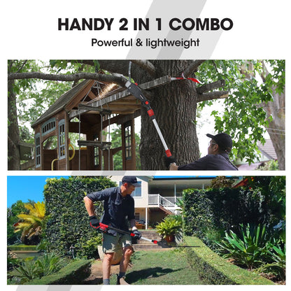 BAUMR-AG 20V SYNC Cordless Pole Saw & Hedge Trimmer Combo, 8 inch Chainsaw Pruner, Telescopic Handle, with Battery and Charger Kit - Image 3