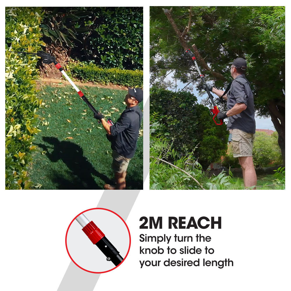 BAUMR-AG 20V SYNC Cordless Pole Saw & Hedge Trimmer Combo, 8 inch Chainsaw Pruner, Telescopic Handle, with Battery and Charger Kit - Image 5