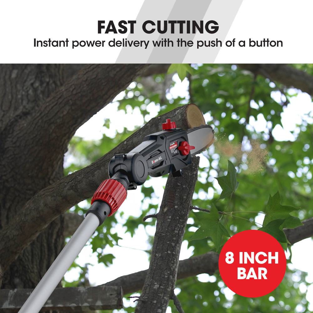 BAUMR-AG 20V SYNC Cordless Pole Saw & Hedge Trimmer Combo, 8 inch Chainsaw Pruner, Telescopic Handle, with Battery and Charger Kit - Image 8