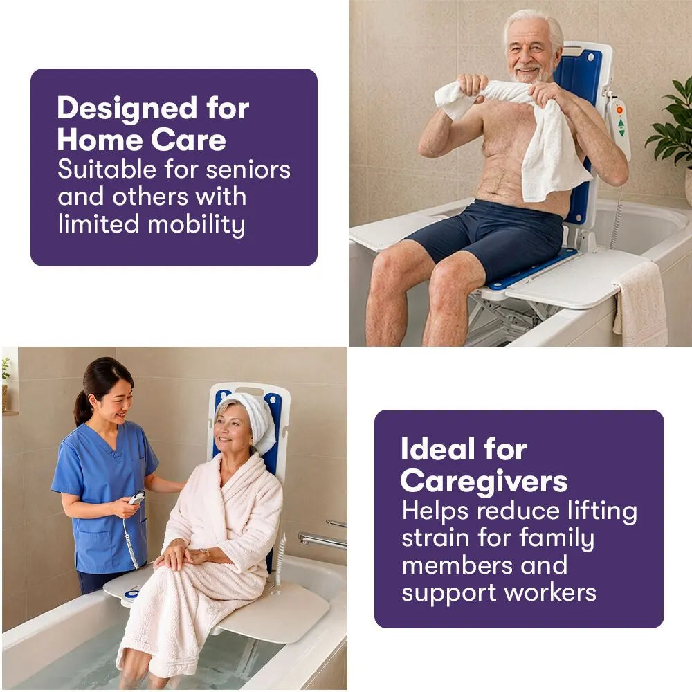 EQUIPMED Motorised Bath Lift Chair, Electric Battery Operated Reclining Seat, Bathing for Elderly & Disabled, 136kg Capacity Blue - Image 9