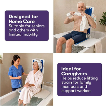 EQUIPMED Motorised Bath Lift Chair, Electric Battery Operated Reclining Seat, Bathing for Elderly & Disabled, 136kg Capacity Blue - Image 9