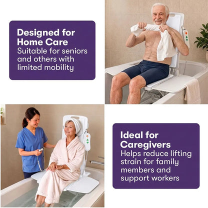 EQUIPMED Motorised Bath Lift Chair, Electric Battery Operated Reclining Seat, Bathing Aid for Elderly & Disabled, 136kg Capacity White - Image 9