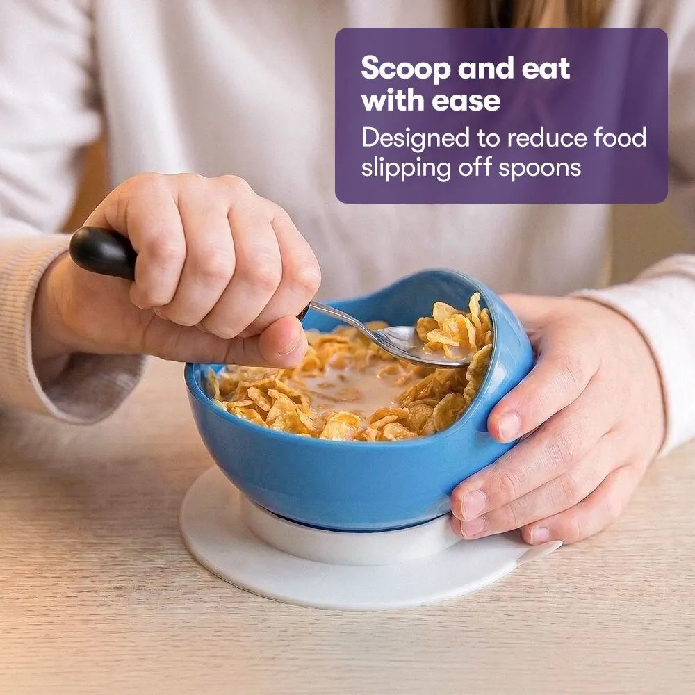 EQUIPMED Scoop Bowl with Suction Base, Non-Slip, High Rim, Adaptive Dining Aid for Elderly Arthritis Disability,Self-Feeding, BPA Free - Image 2
