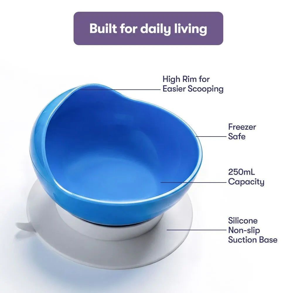 EQUIPMED Scoop Bowl with Suction Base, Non-Slip, High Rim, Adaptive Dining Aid for Elderly Arthritis Disability,Self-Feeding, BPA Free - Image 3