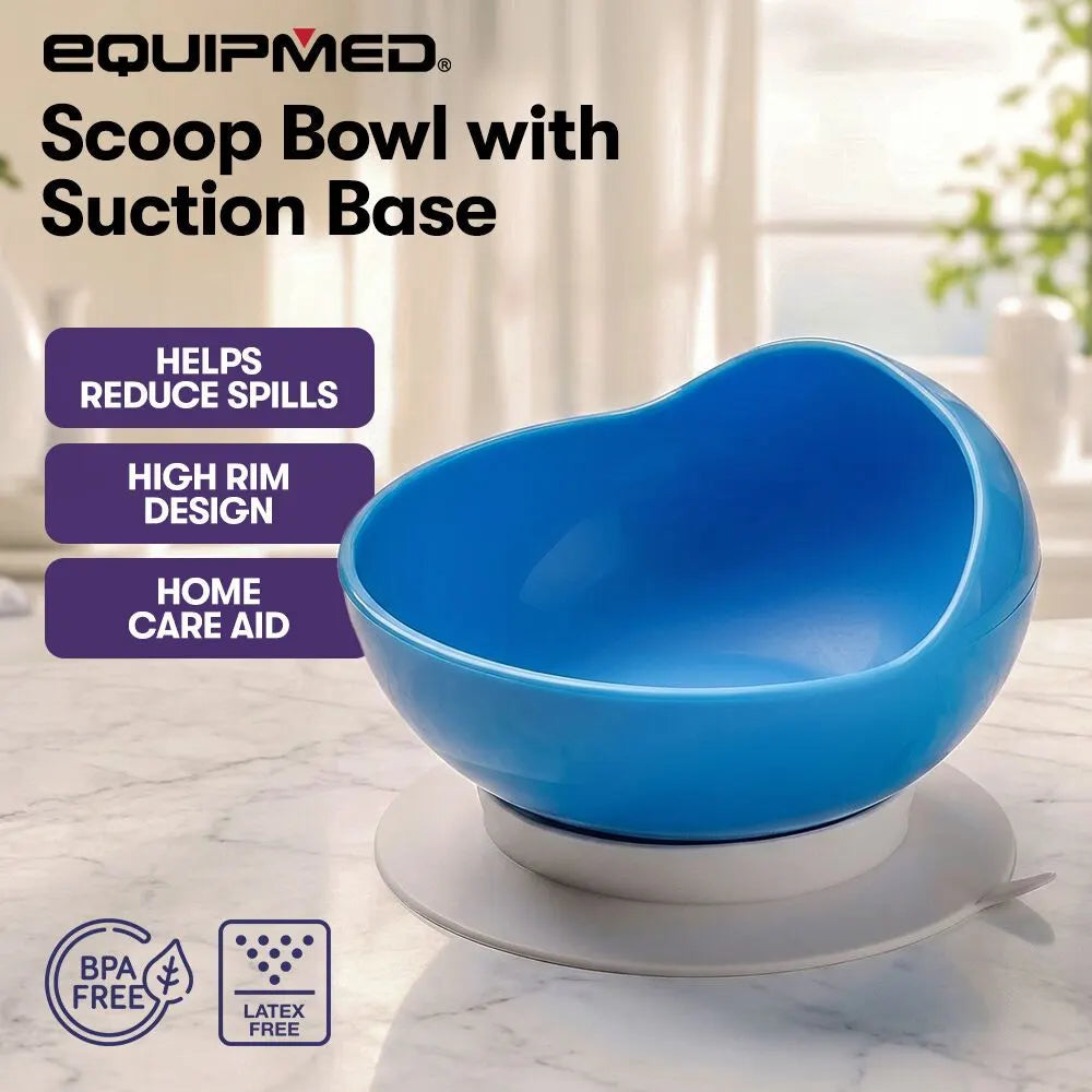 EQUIPMED Scoop Bowl with Suction Base, Non-Slip, High Rim, Adaptive Dining Aid for Elderly Arthritis Disability,Self-Feeding, BPA Free - Image 5