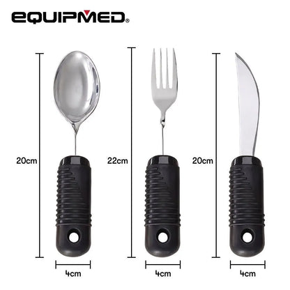 EQUIPMED Adaptive Non-slip Grip Cutlery Set, Bendable Fork and Spoon, Curved Easy Cut Knife, Large Ergonomic Handles, Arthritis & Limited Dexterity Eating Aid - Image 6