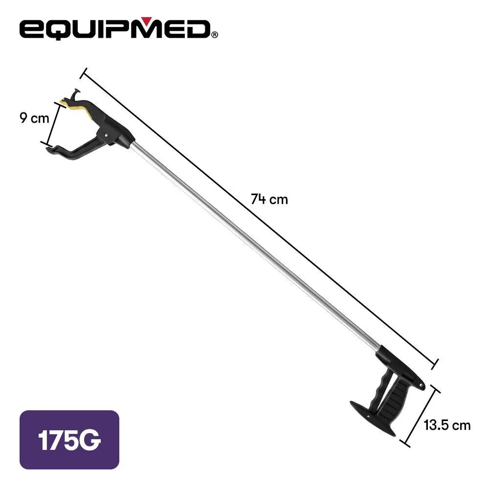 EQUIPMED 74cm Long Reach Grabber Reacher Aid, Deluxe Magnetic Pick Tip, Key Hook, Lockable Nonslip Rubber Jaws, Lightweight Alloy, Easy Reach for Seniors - Image 5