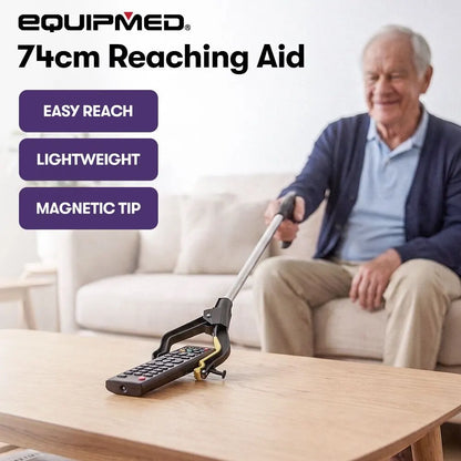EQUIPMED 74cm Long Reach Grabber Reacher Aid, Deluxe Magnetic Pick Tip, Key Hook, Lockable Nonslip Rubber Jaws, Lightweight Alloy, Easy Reach for Seniors - Image 6
