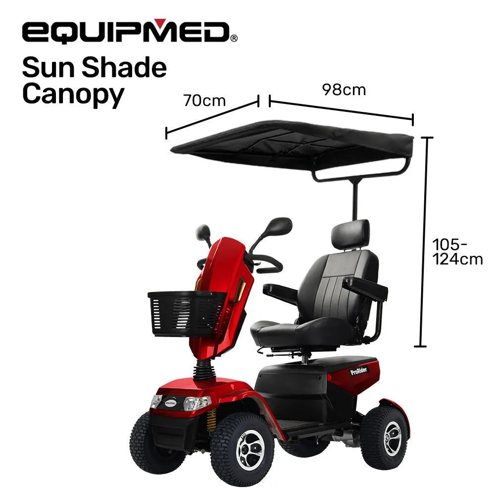 EQUIPMED Mobility Scooter & Power Wheelchair Shade Canopy Roof, 1-Inch Mount, 3 Height Settings, Black - Image 2