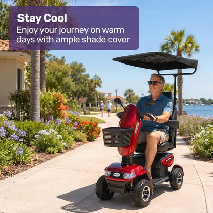 EQUIPMED Mobility Scooter & Power Wheelchair Shade Canopy Roof, 1-Inch Mount, 3 Height Settings, Black - Image 3