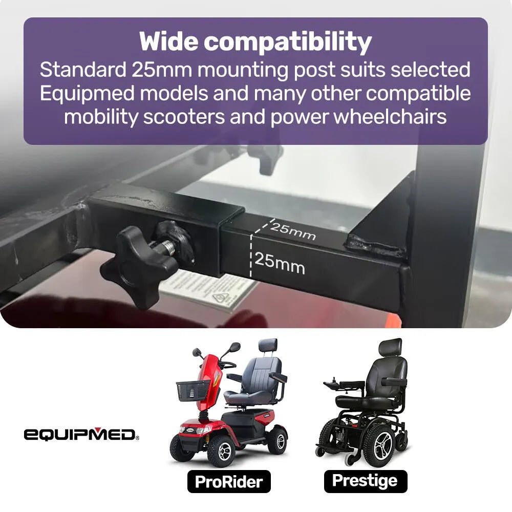 EQUIPMED Mobility Scooter & Power Wheelchair Shade Canopy Roof, 1-Inch Mount, 3 Height Settings, Black - Image 5