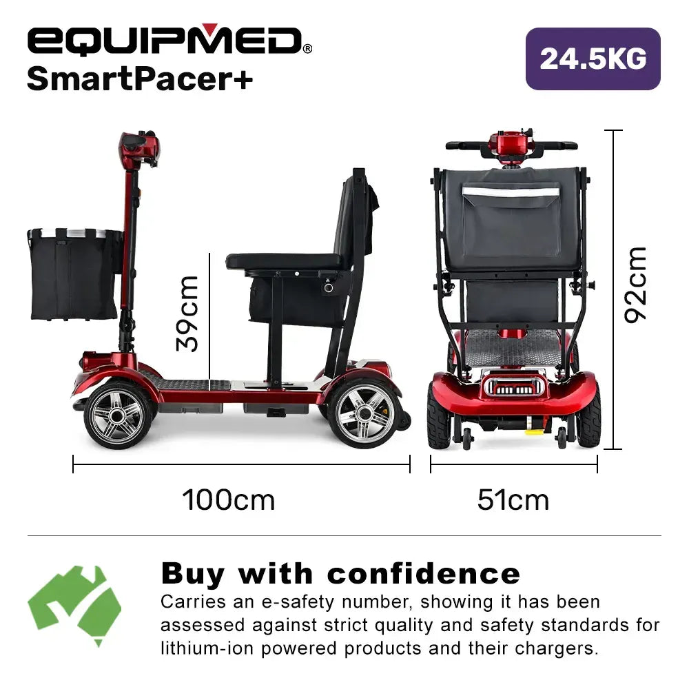 EQUIPMED ComfortCruise Large Mobility Scooter, 15km/h Top Speed, Up to 45km Range, Strong Climbing, 120kg Capacity, Red - Image 2