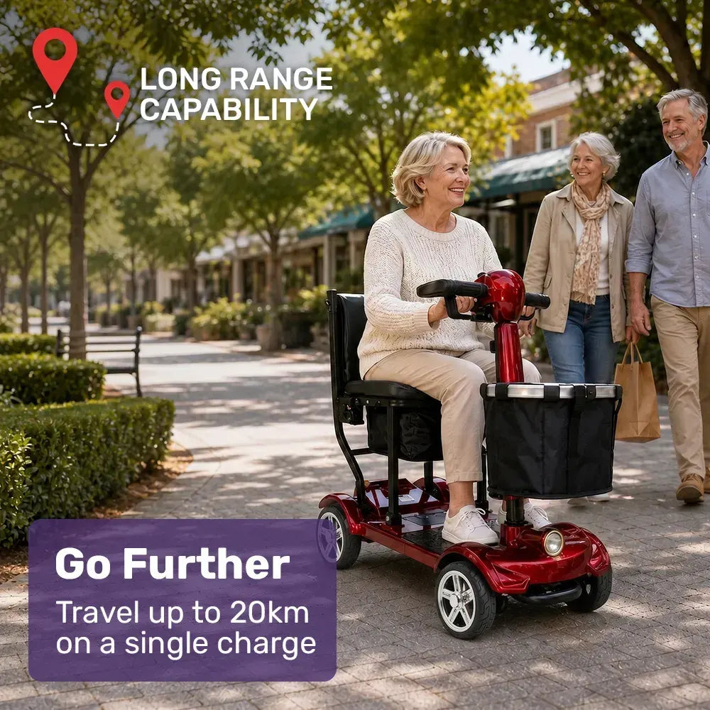 EQUIPMED ComfortCruise Large Mobility Scooter, 15km/h Top Speed, Up to 45km Range, Strong Climbing, 120kg Capacity, Red - Image 4