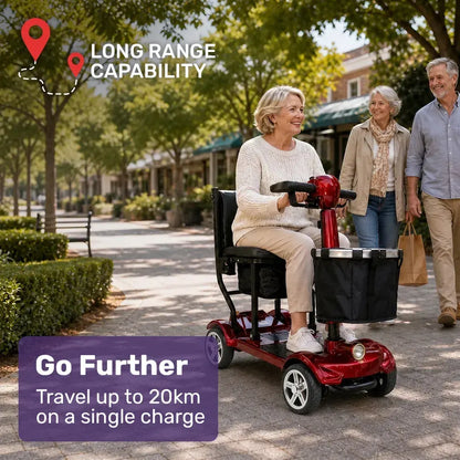 EQUIPMED ComfortCruise Large Mobility Scooter, 15km/h Top Speed, Up to 45km Range, Strong Climbing, 120kg Capacity, Red - Image 4