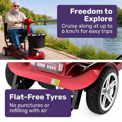 EQUIPMED ComfortCruise Large Mobility Scooter, 15km/h Top Speed, Up to 45km Range, Strong Climbing, 120kg Capacity, Red - Image 6