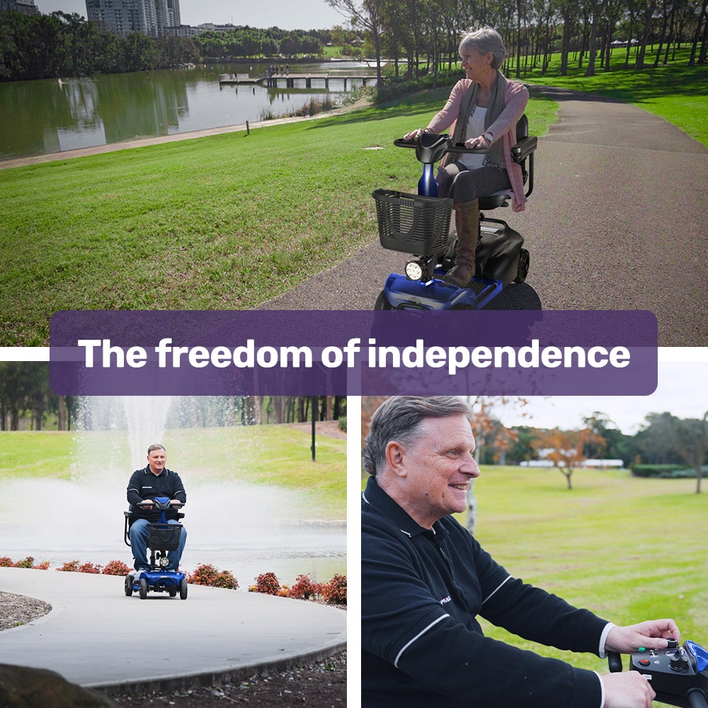 EQUIPMED FreeLite+ Mid-Sized Electric Foldable Mobility Scooter, Lithium Battery, Long Range and Easy Charging, Blue - Image 2