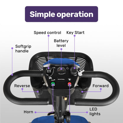 EQUIPMED FreeLite+ Mid-Sized Electric Foldable Mobility Scooter, Lithium Battery, Long Range and Easy Charging, Blue - Image 3