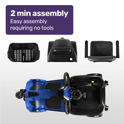 EQUIPMED FreeLite+ Mid-Sized Electric Foldable Mobility Scooter, Lithium Battery, Long Range and Easy Charging, Blue - Image 4