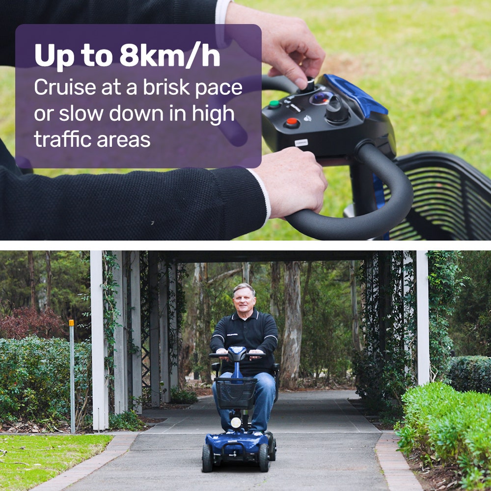 EQUIPMED FreeLite+ Mid-Sized Electric Foldable Mobility Scooter, Lithium Battery, Long Range and Easy Charging, Blue - Image 9