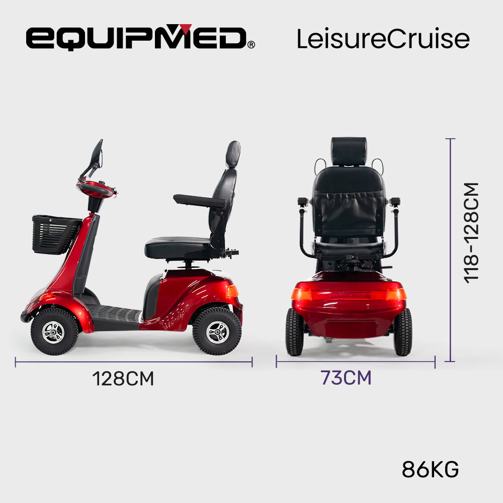 EQUIPMED LeisureCruise Extra Large-Sized, High Power, 182kg Capacity Mobility Scooter  - Red - Image 2