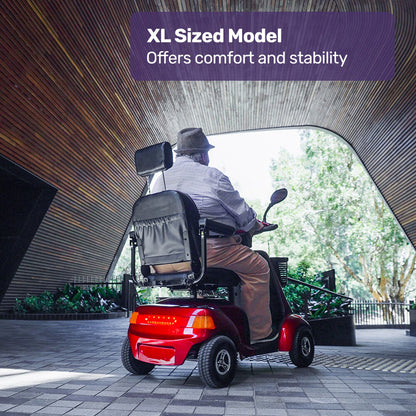 EQUIPMED LeisureCruise Extra Large-Sized, High Power, 182kg Capacity Mobility Scooter  - Red - Image 3