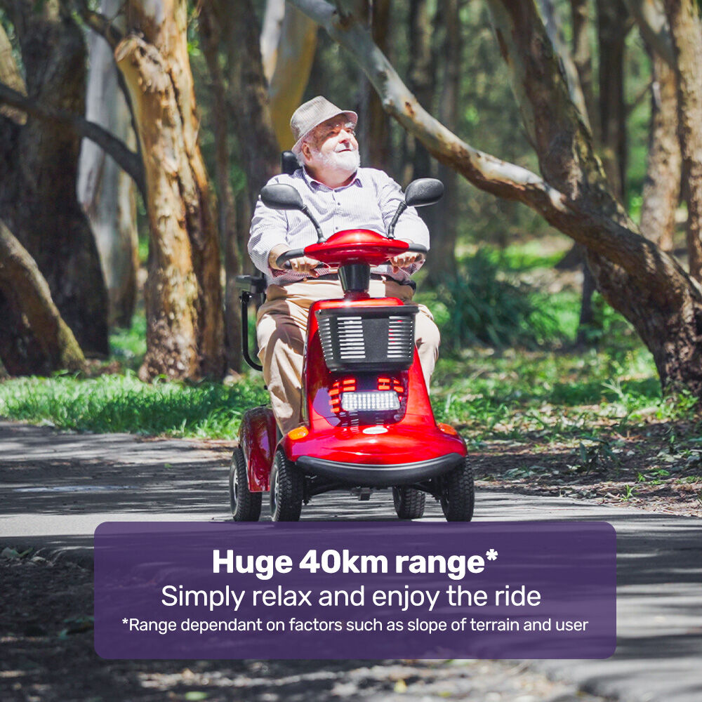 EQUIPMED LeisureCruise Extra Large-Sized, High Power, 182kg Capacity Mobility Scooter  - Red - Image 4