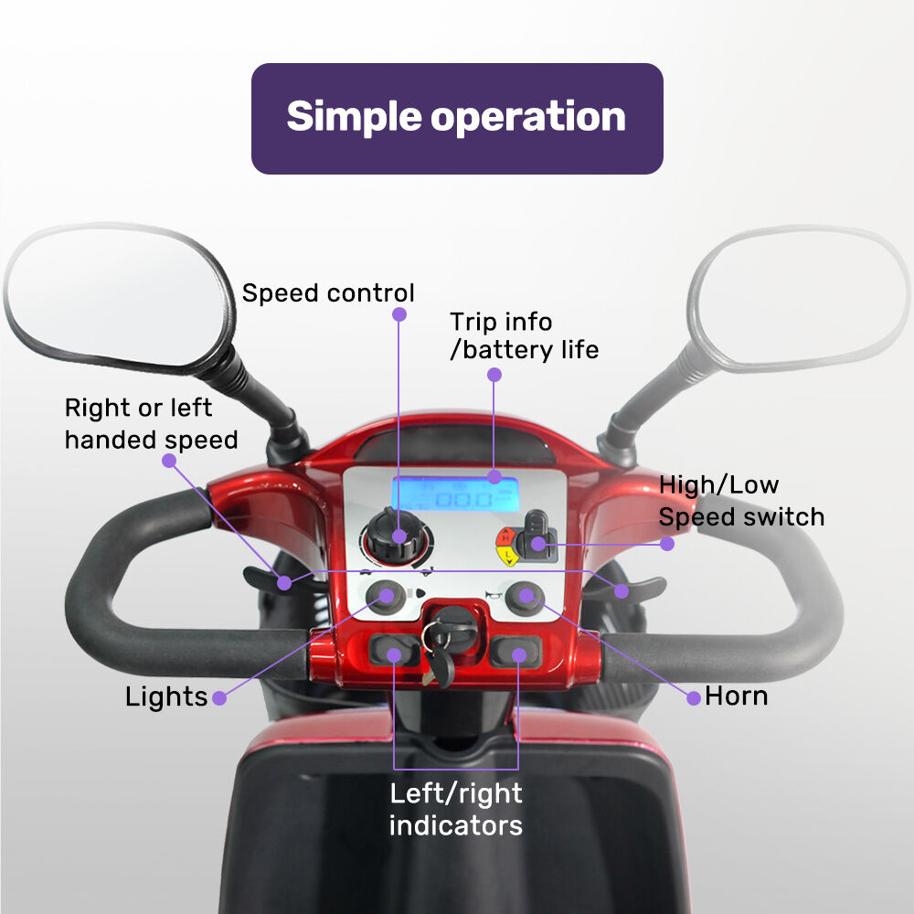 EQUIPMED LeisureCruise Extra Large-Sized, High Power, 182kg Capacity Mobility Scooter  - Red - Image 9