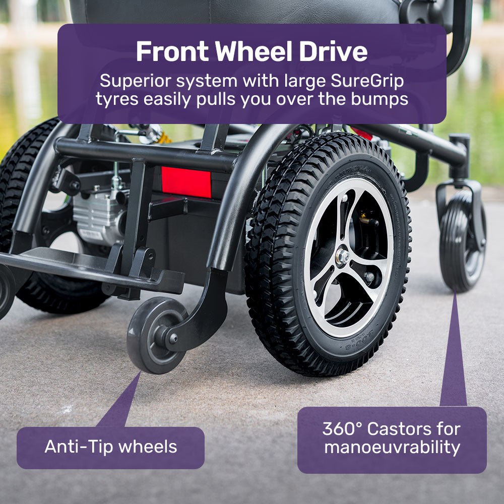 EQUIPMED Front Wheel Drive Power Electric Wheelchair, Up to 35km Range, Ultra-Comfortable, Safe Stable Non-Slip Anti-Roll Back Power Assist Chair - Image 3