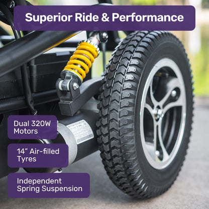 EQUIPMED Front Wheel Drive Power Electric Wheelchair, Up to 35km Range, Ultra-Comfortable, Safe Stable Non-Slip Anti-Roll Back Power Assist Chair - Image 7