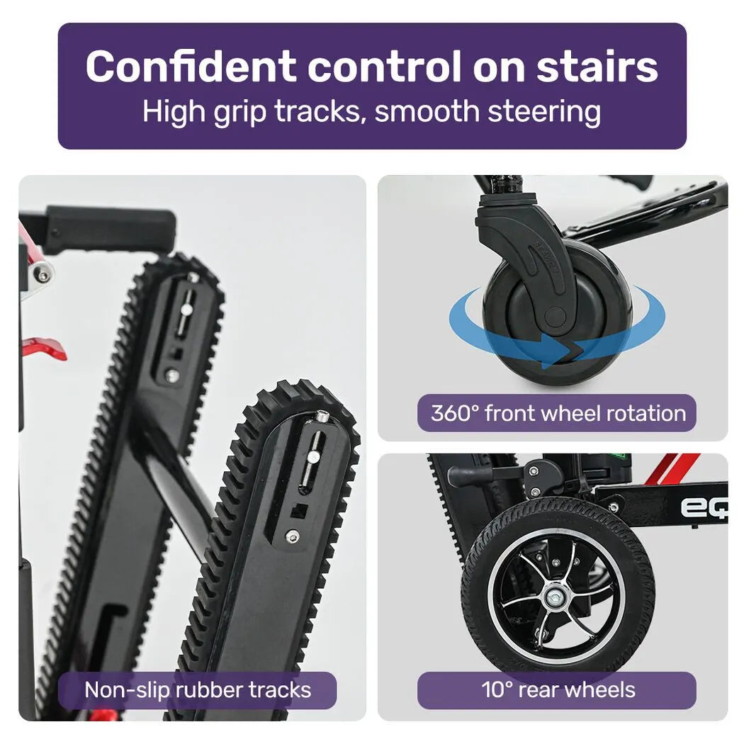 EQUIPMED Electric Stair Climbing Wheelchair, 169kg Load Capacity, 46 Steps/min, Aluminium Alloy, Foldable - Image 7