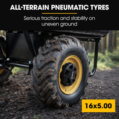 BAUMR-AG 40V Li-ion Powered 300KG / 300L Wheelbarrow, ATV Tow Bar, Deep V-tread Tyre, 2 Wheel Direct Drive - Image 4
