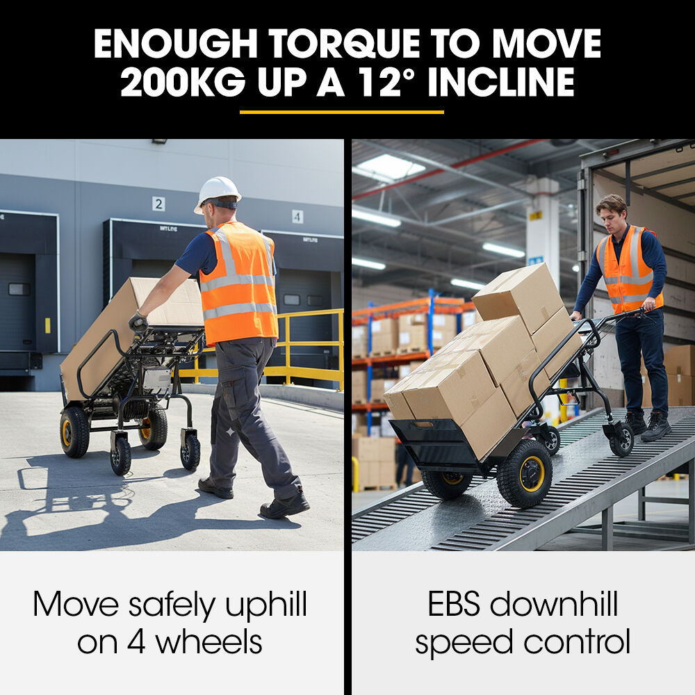 BAUMR-AG 40V Li-ion 260kg Electric Powered Hand Truck Trolley, 400W Brushless motor, Up to 6km/h, 4hr Runtime, Adjustable Width, Folds for Logistics, Moving - Image 4