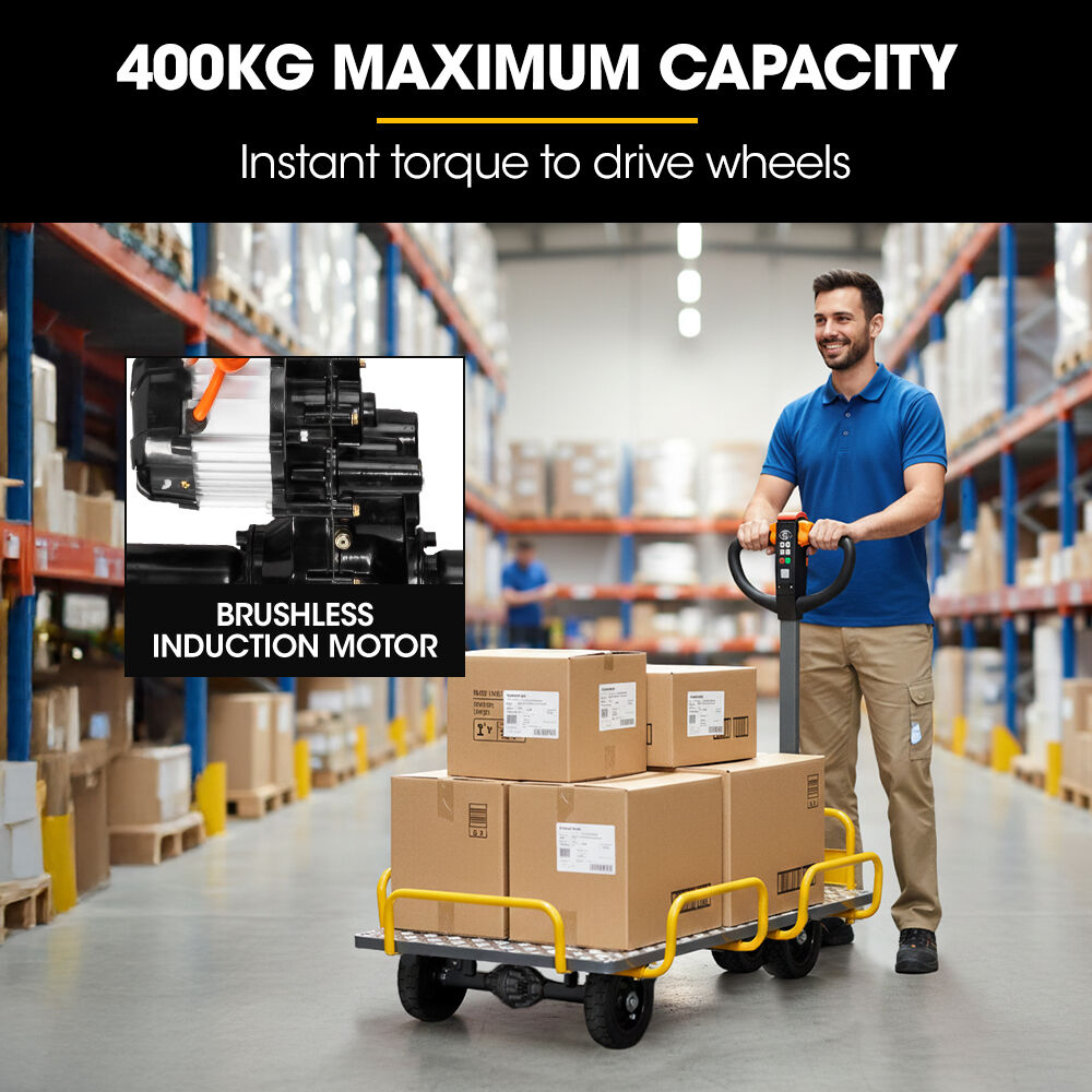 BAUMR-AG 40V Li-ion 400kg Electric Powered Platform Trolley, Adjustable Tray, Utility Cart Trolley for Warehouse Logistics Worksite - Image 3