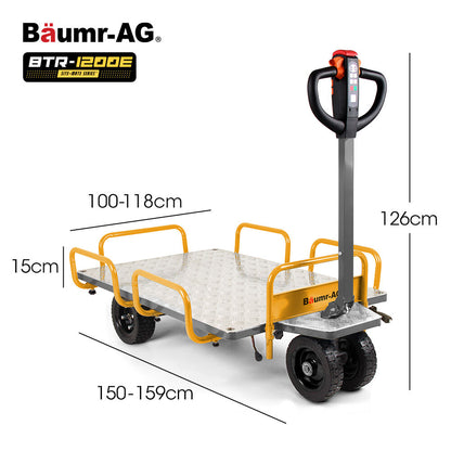 BAUMR-AG 40V Li-ion 400kg Electric Powered Platform Trolley, Adjustable Tray, Utility Cart Trolley for Warehouse Logistics Worksite - Image 9
