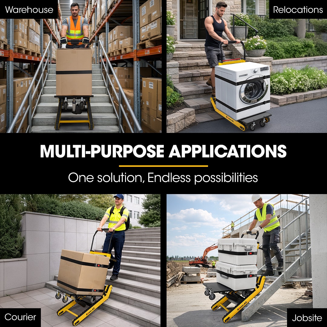 BAUMR-AG Heavy Duty 400W Electric Stair Climbing Hand Truck 210kg Load, Adjustable Tilt, Foldable Motorised Dolly Cart for Moving Furniture Appliances Equipment - Image 5