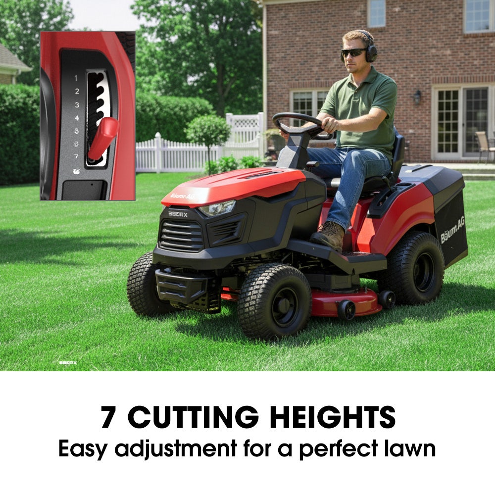 BAUMR-AG 38" Ride On Mower Tractor, Electric Start, 14hp 452cc, Hydrostatic, 100kg Towing, 7 Cut Heights - Image 6