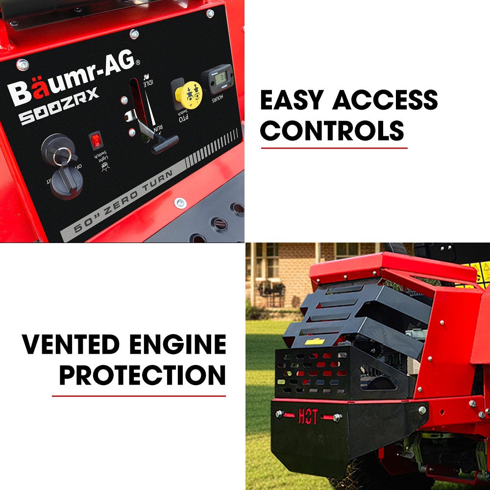 BAUMR-AG 50" Zero-Turn Ride On Mower, Electric Start, 23hp, 764cc, Hydrostatic Drive, 7 Cut Heights - Image 8