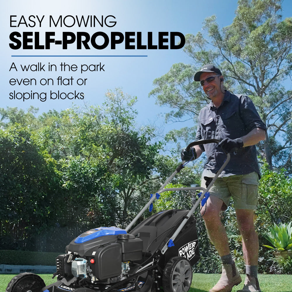 PowerBlade 20" 200cc Self-Propelled Lawn Mower, 7 Height, Steel Deck, Deck Wash Port, OHV 4-Stroke Petrol - VS900 - Image 5