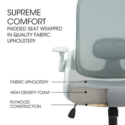 Fortia Ergonomic Office Desk Chair, Coolmesh Fabric, Adjustable Recline, Grey Mesh/White Frame - Image 3