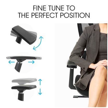 Fortia Ergonomic Office Desk Chair, Coolmesh Fabric, Adjustable Lumbar Support, Headrest, Armrest and Recline, Black Mesh/Black Frame - Image 8