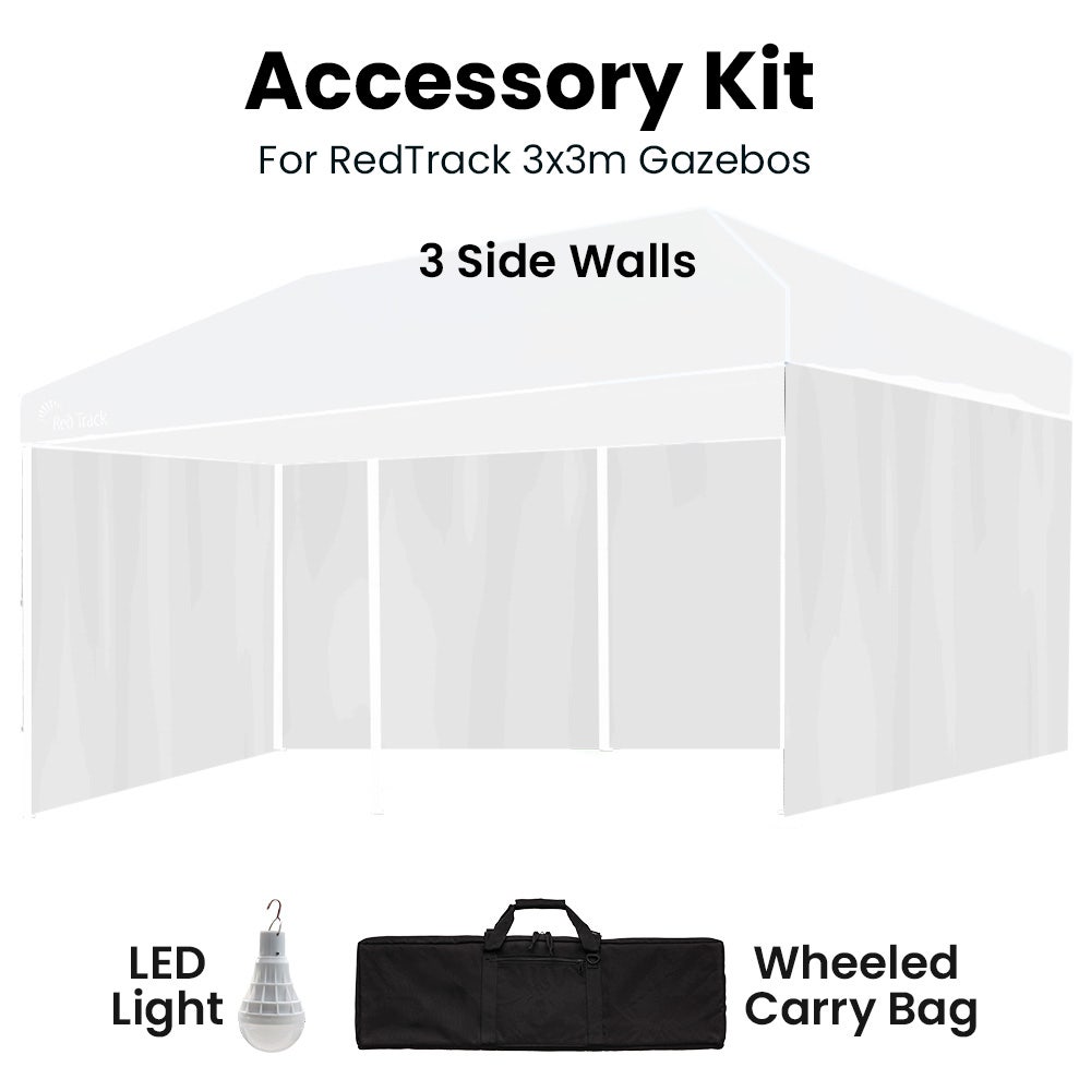 RED TRACK Accessory Pack for 6x3m White Gazebo, includes Walls, Wheeled Carry Bag, Rechargeable USB Lamp - Image 5