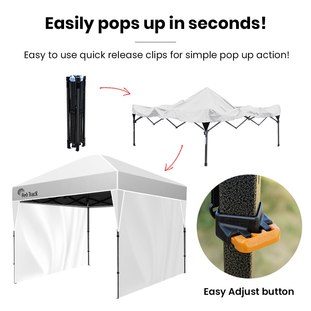 RED TRACK 3x3m Ultra Compact Folding Gazebo, Walls, Carry bag, Portable Outdoor Popup Marquee for Camping Beach, White - Image 5