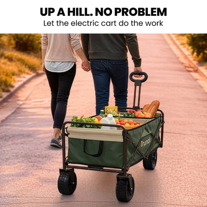 TRUNDL 106L Electric Folding Pull Cart, Powerful Easy Hill Climbing, All-terrain Wheels, Wagon for Beach Camping Shopping, Green - Image 3