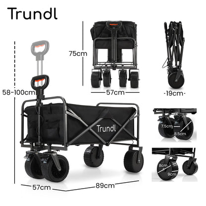 TRUNDL 106L Electric Folding Pull Cart, Powerful Easy Hill Climbing, All-terrain Wheels, Wagon for Beach Camping Shopping, Black - Image 2