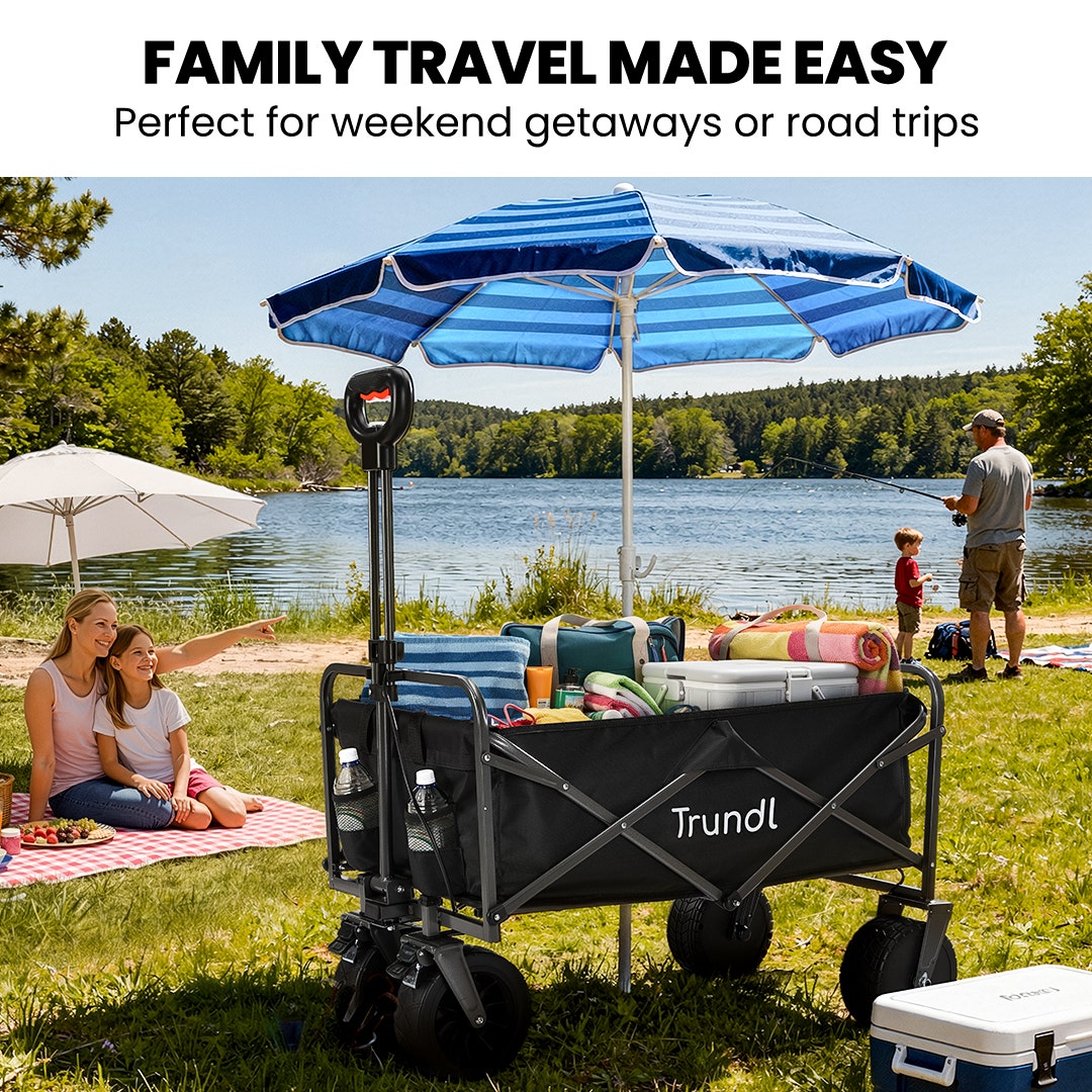 TRUNDL 106L Electric Folding Pull Cart, Powerful Easy Hill Climbing, All-terrain Wheels, Wagon for Beach Camping Shopping, Black - Image 4
