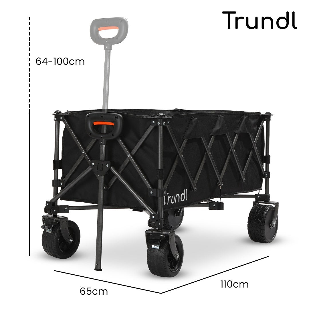 TRUNDL 180L XL Electric Folding Pull Cart, Powerful Easy Hill Climbing, All-terrain Wheels, Wagon for Beach Camping Shopping, Black - Image 2