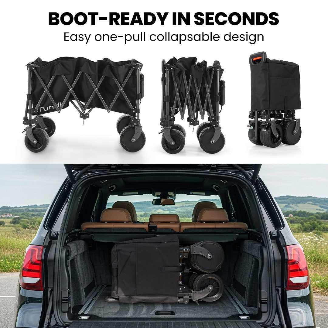 TRUNDL 180L XL Electric Folding Pull Cart, Powerful Easy Hill Climbing, All-terrain Wheels, Wagon for Beach Camping Shopping, Black - Image 9