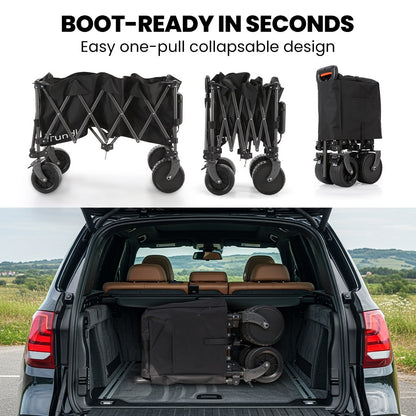 TRUNDL 180L XL Electric Folding Pull Cart, Powerful Easy Hill Climbing, All-terrain Wheels, Wagon for Beach Camping Shopping, Black - Image 9