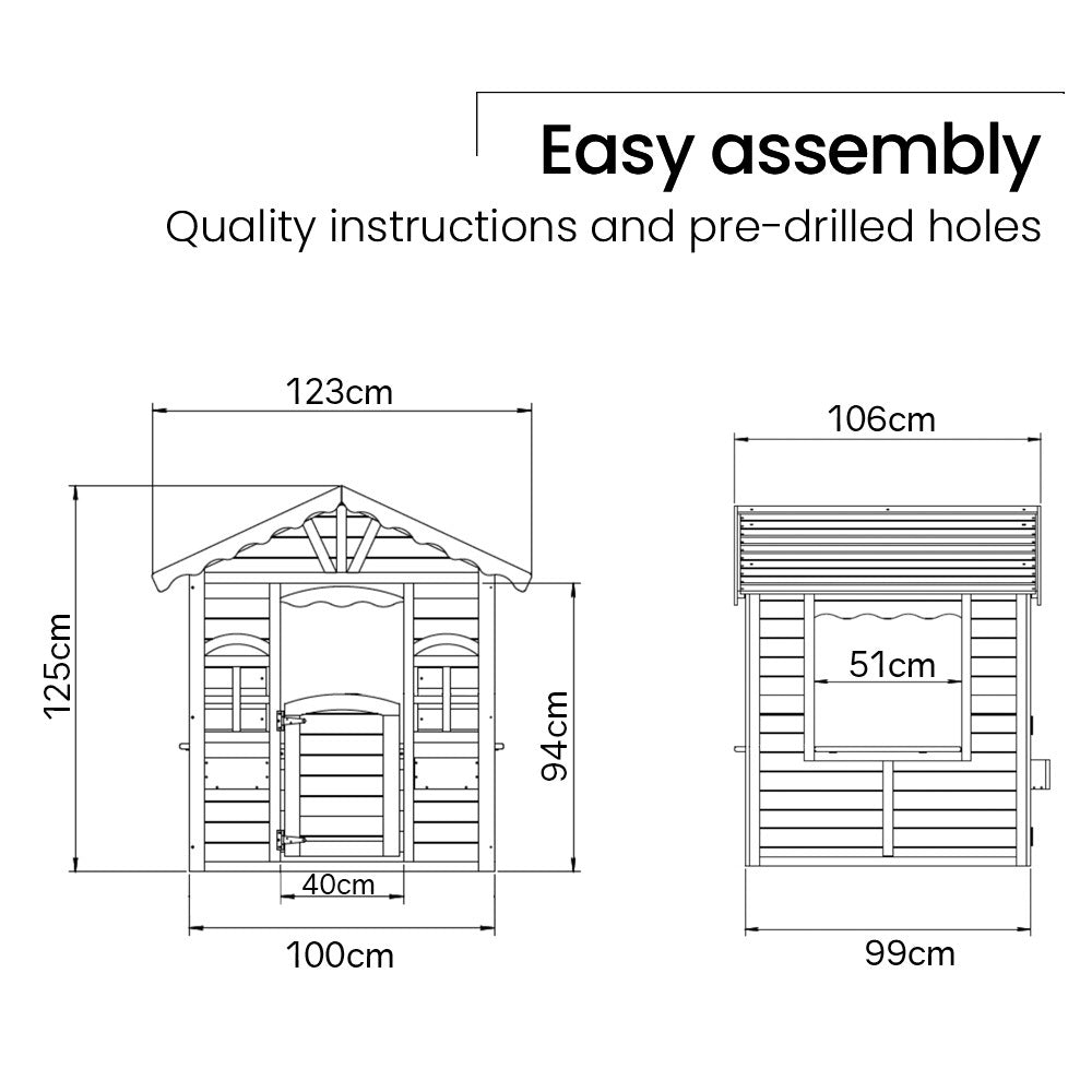 ROVO KIDS Cubby House, Outdoor Wooden DIY Timber Cottage Style Playhouse, for Children - Image 2