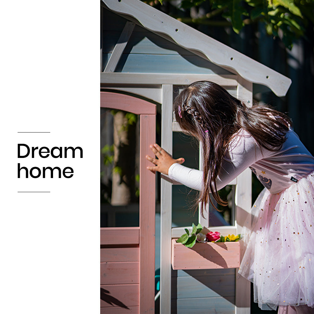 ROVO KIDS Cubby House, Outdoor Wooden DIY Timber Cottage Style Playhouse, for Children - Image 3